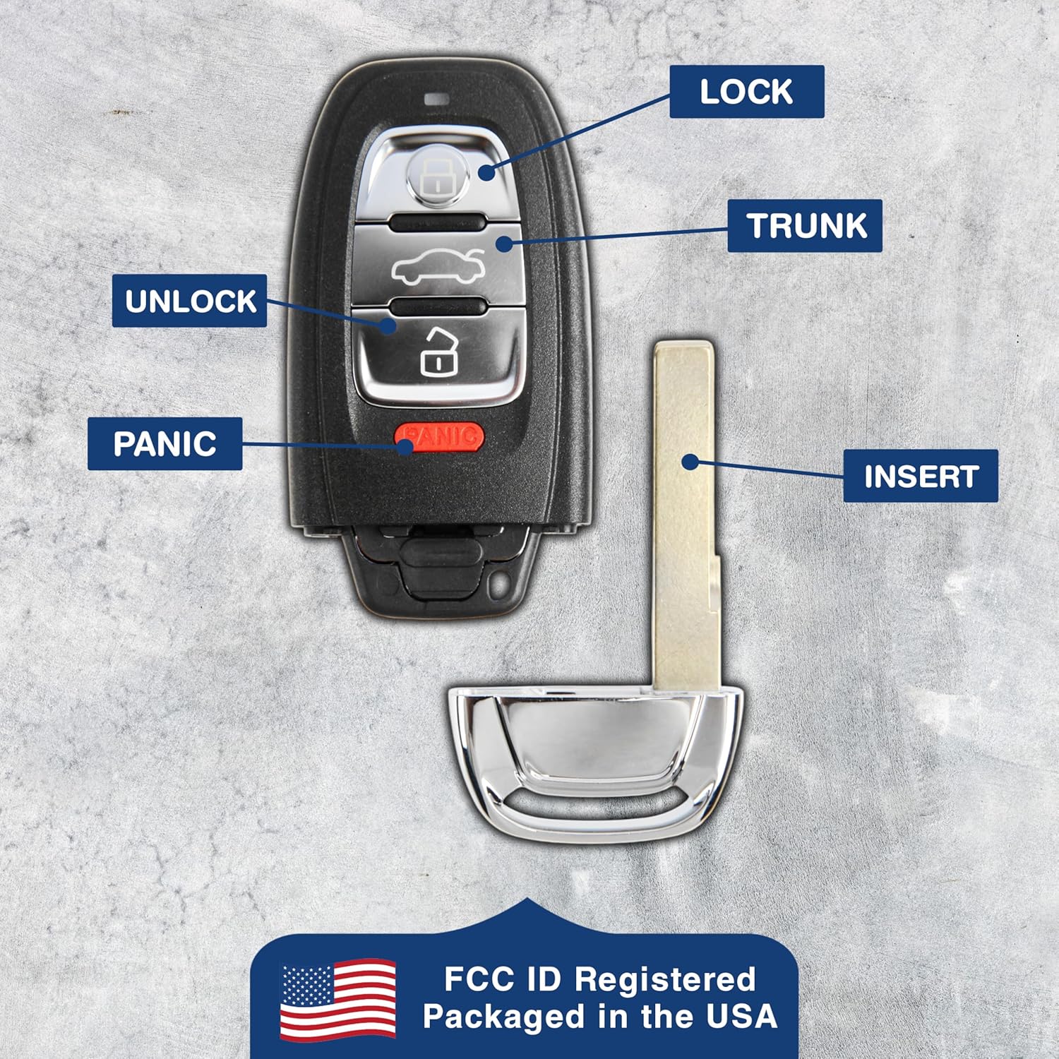 KeylessOption Keyless Entry Remote Control Car Smart Key Fob Replacement for Audi IYZFBSB802 - Image 5