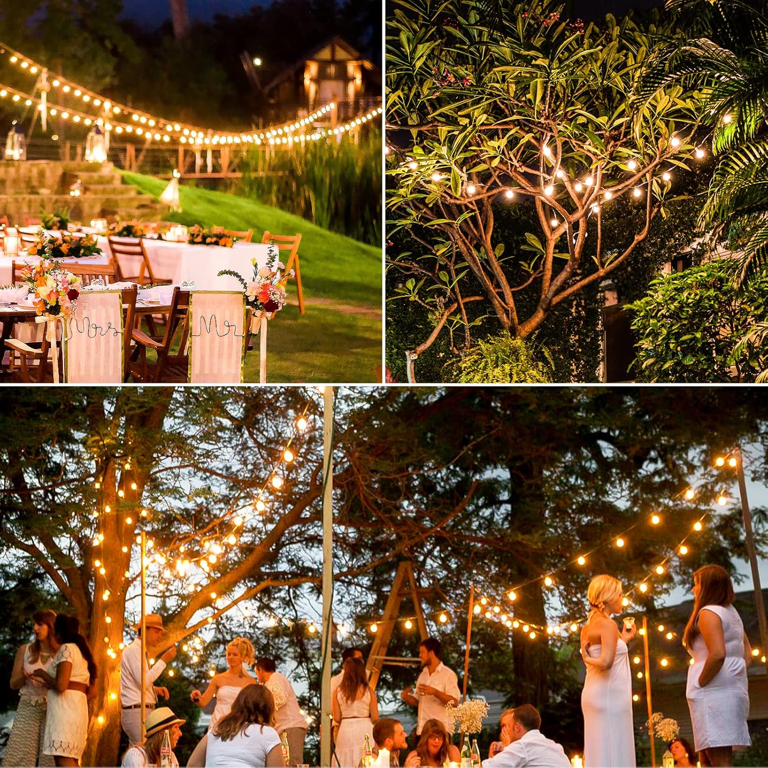 100FT G40 Solar String Lights, Globe Outdoor String Lights with 52 E12 Waterproof LED Bulbs, 2700K Shatterproof Patio Lights, Solar Powered Hanging Lights for Porch Garden Backyard Pergola Bistro Deck