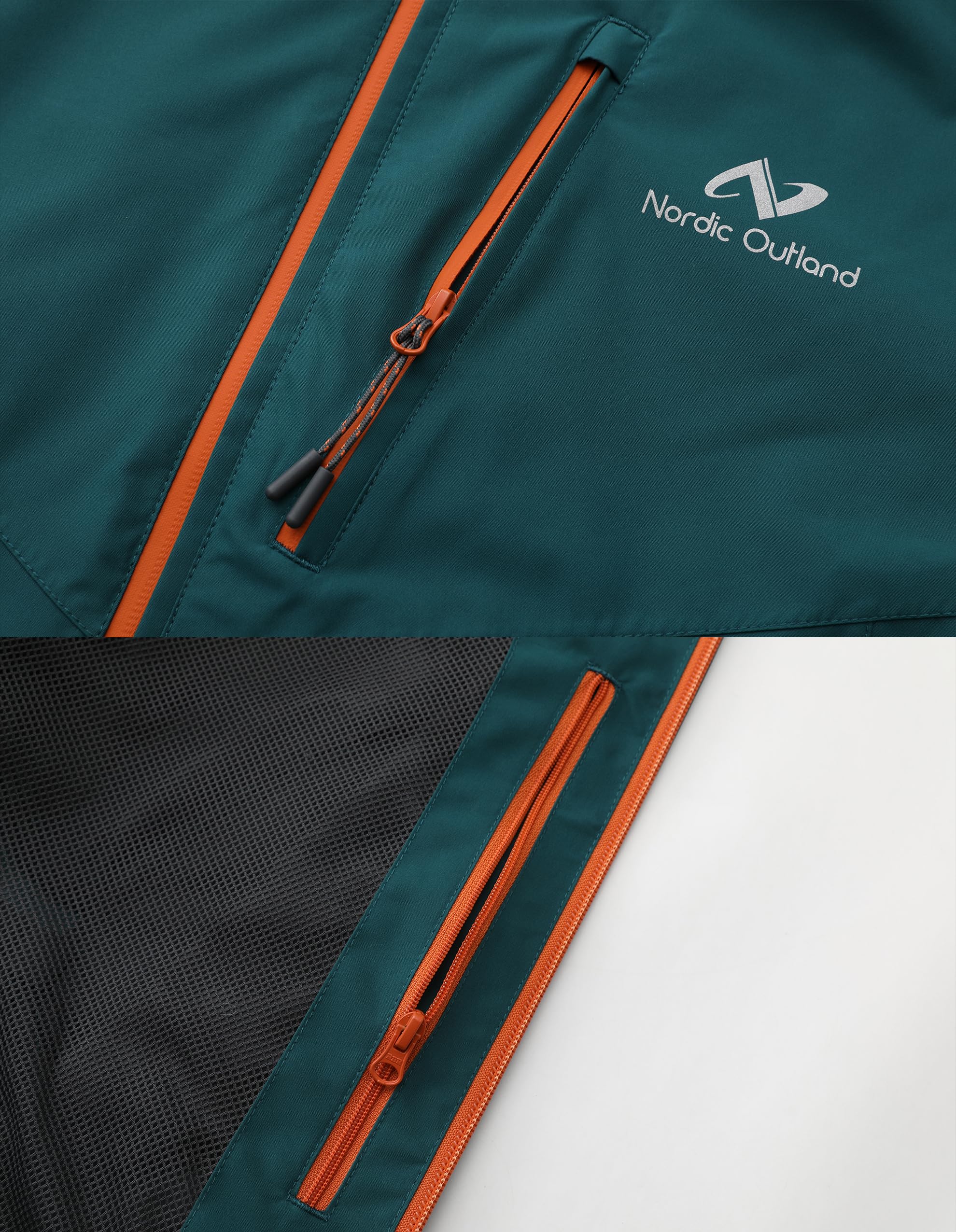 NORDIC OUTLAND Chaqueta impermeable ligera con capucha para hombre, transpirable, para senderismo de montaña al aire libre