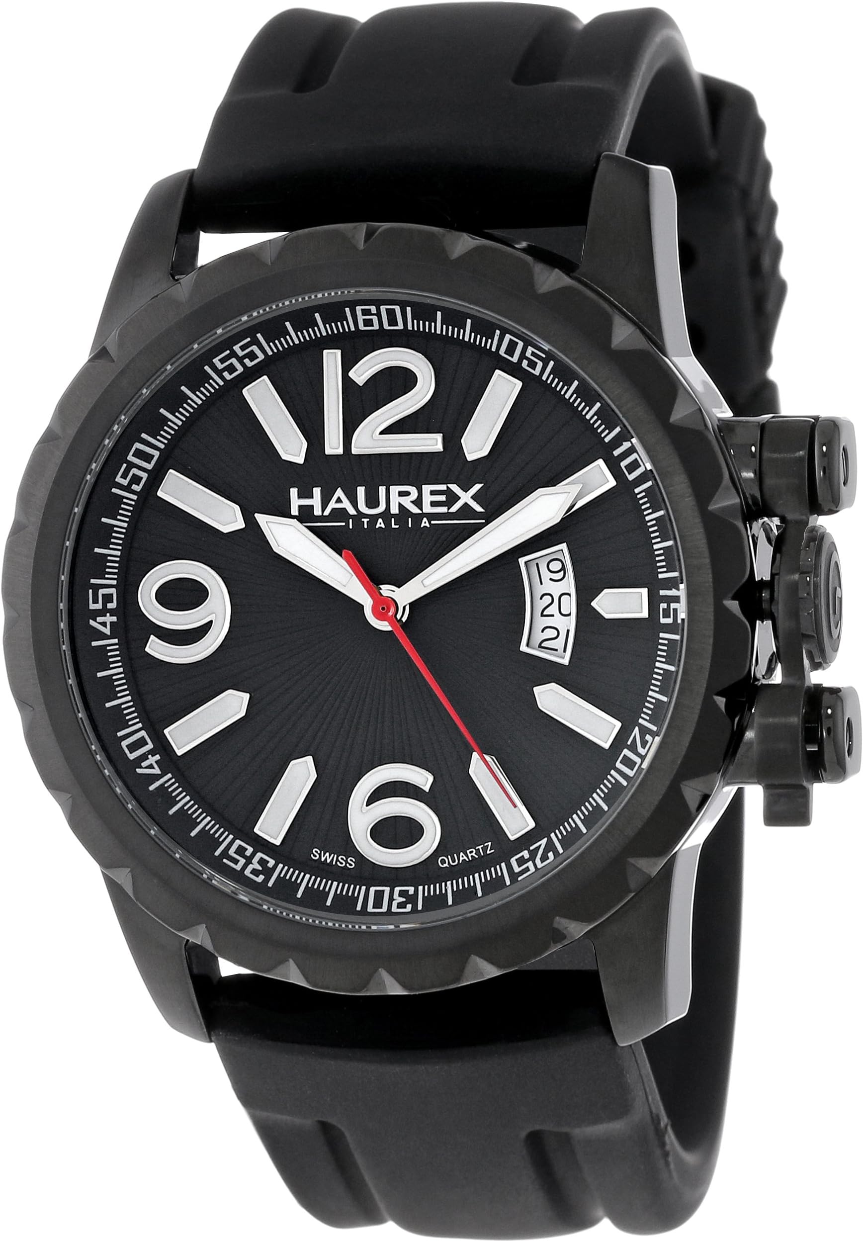 Italy Men's 3N502UNN Aeron Black Ion-Plated Coated Stainless Steel Black Rubber Luminous Date Watch