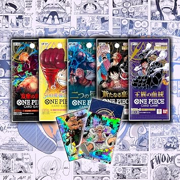 One Piece Booster Packs 5 Pack - OP-06, OP-07, OP-08, OP-09, OP-10 with Holographic Sleeves Japanese