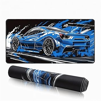 DARSHANAM WORLD Gaming Mouse Pad, 80 x 30 cm Large Desk Mat, Anti-Slip Rubber Base, Water Resistant, for Work from Home, Office, Gaming Mouse Pad (Blue CAR)