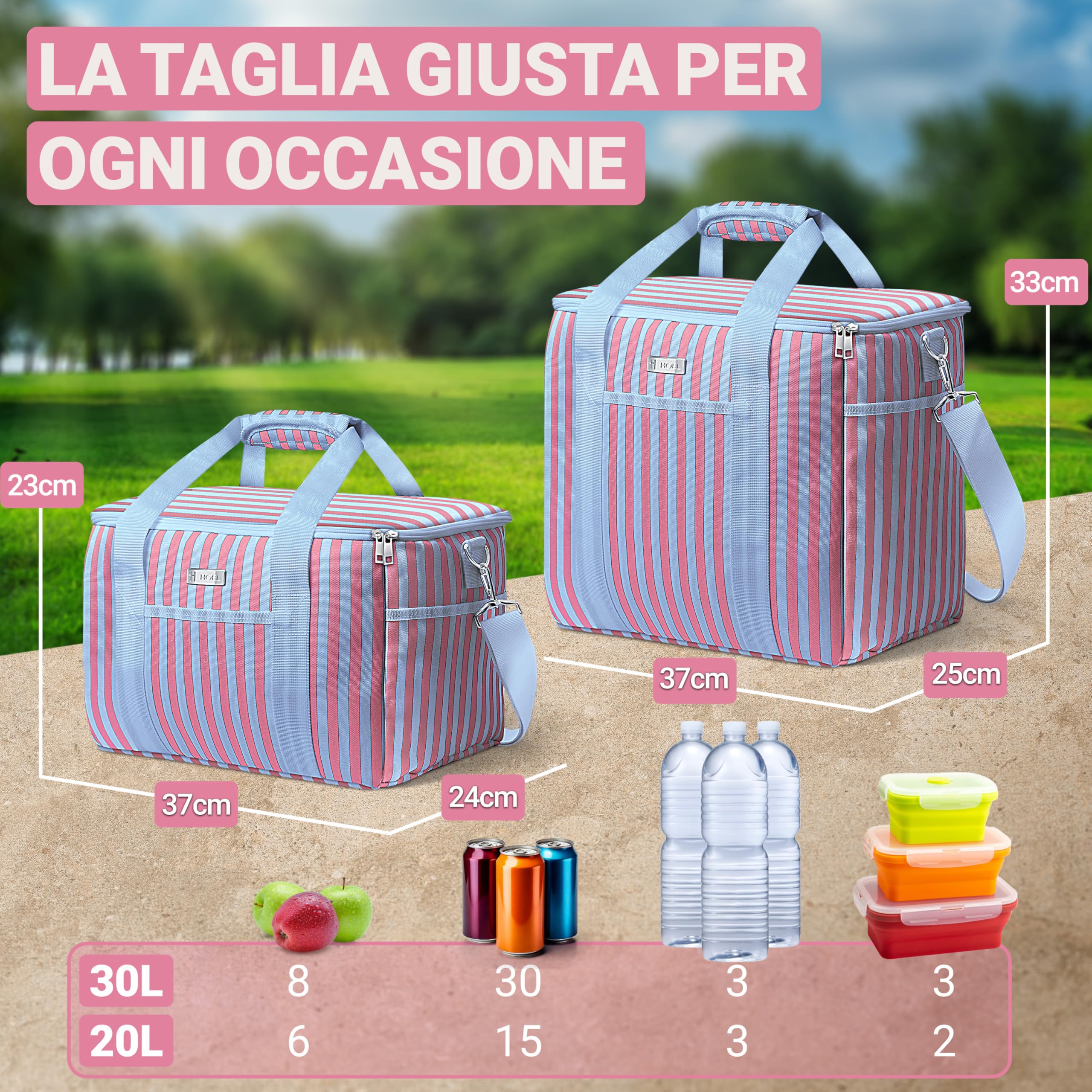 HOEL Borsa Termica per Cibo e Bevande, Isolata, Impermeabile e a Prova di Perdite, per Auto e Shopping, da Picnic