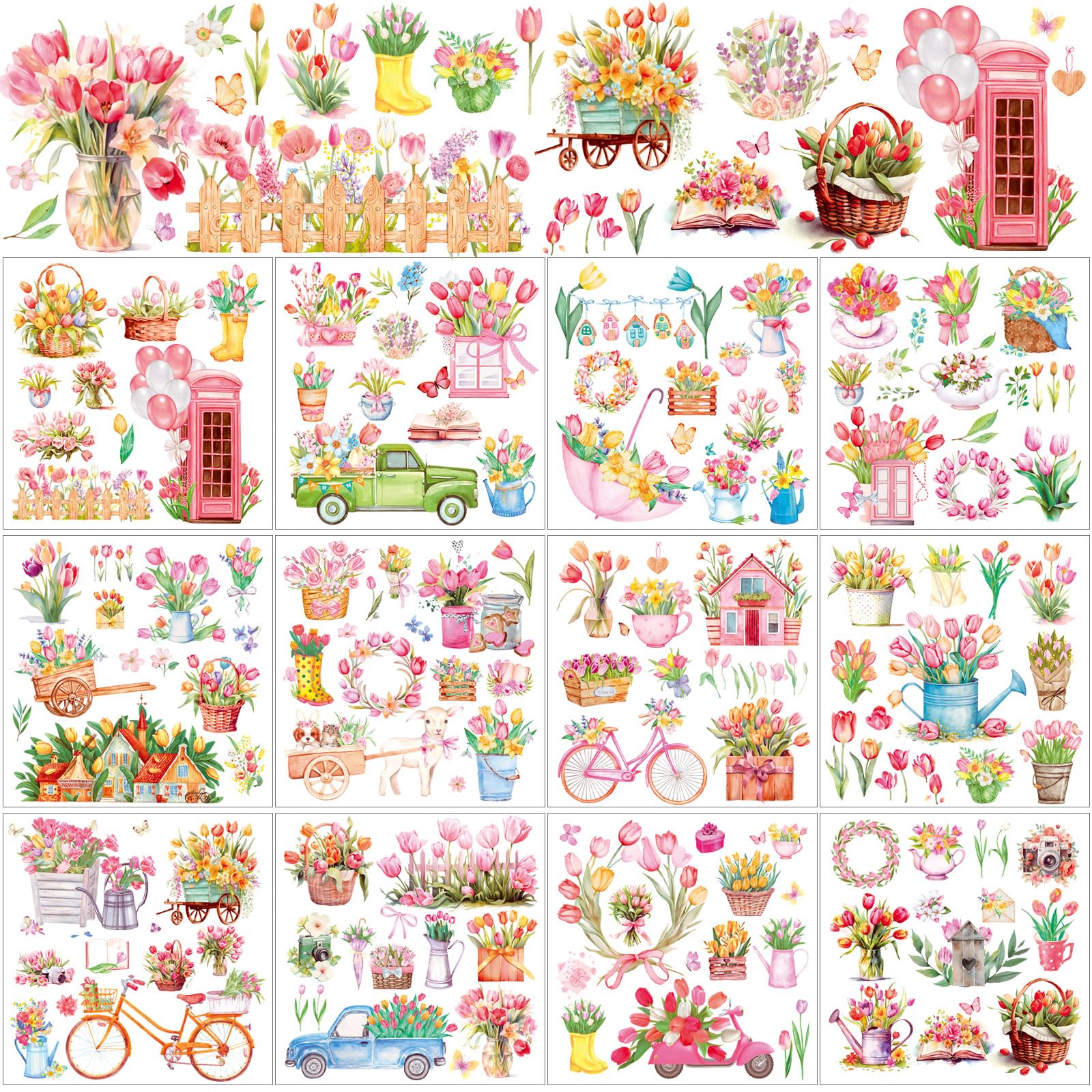 Feuilles de transfert de Noël pour travaux manuels et customisation meuble motif tulipe
