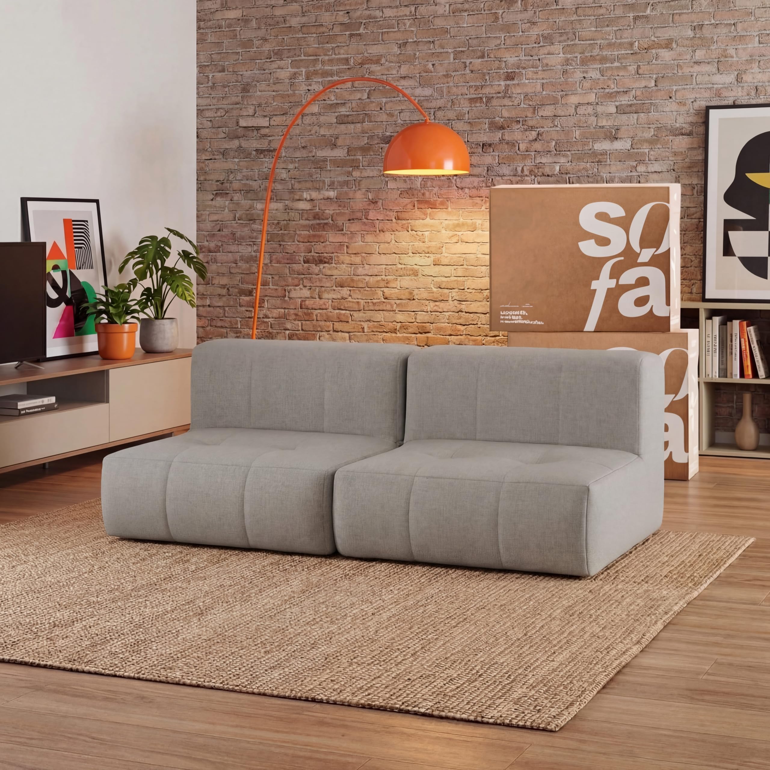 Sofá 2 lugares Modular - Sofá na Caixa em Boucle com 2 Módulos 1