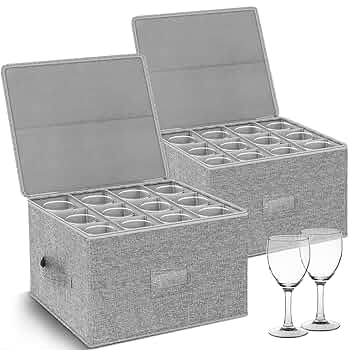 Amazon.com: Kukikan Wine Glass Storage Box 2-Pack, Stemware