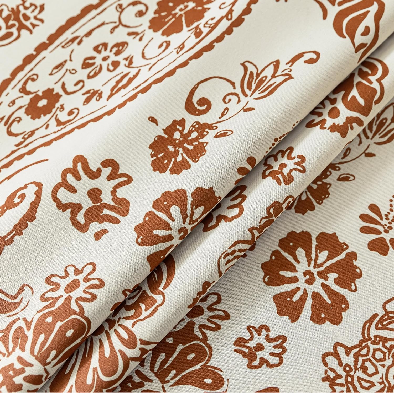 Boho Floral Blackout Curtains 84 Inch Long for Bedroom, Bohemian Terracotta Rust Burnt Orange Rustic Farmhouse Hippie Curtains for Living Room Black Out Curtains 2 Panels