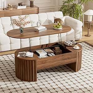 Amazon.com: Merax 47.2'' Lift Top Oval Coffee Table with Hidden Storage ...