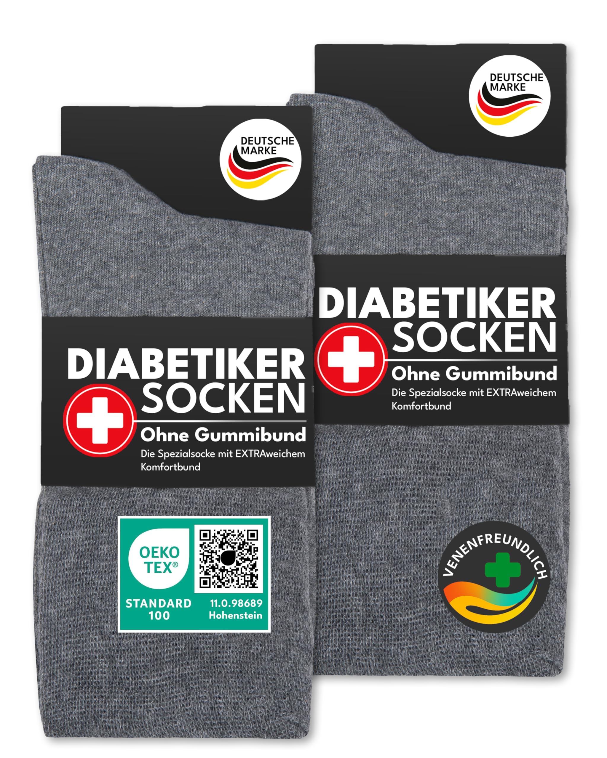 sockenkauf24 Diabetikersocken ohne Gummi & ohne Naht 97% Baumwolle (6 Paar) Diabetiker Socken mit Komfortbund für Damen & Herren