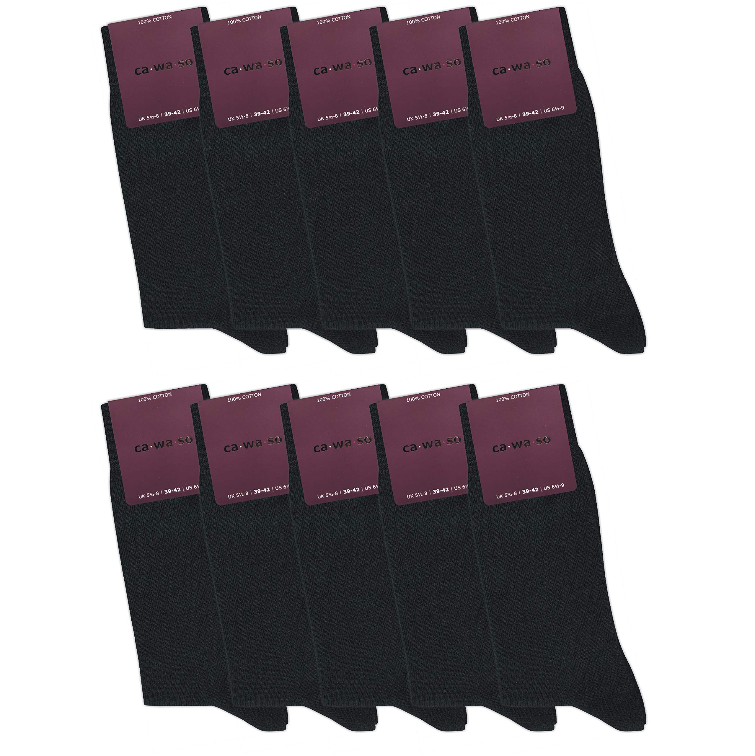 Approx. wa·so Women's Socks 100% Cotton (Pack of 10) - Black - 6/8