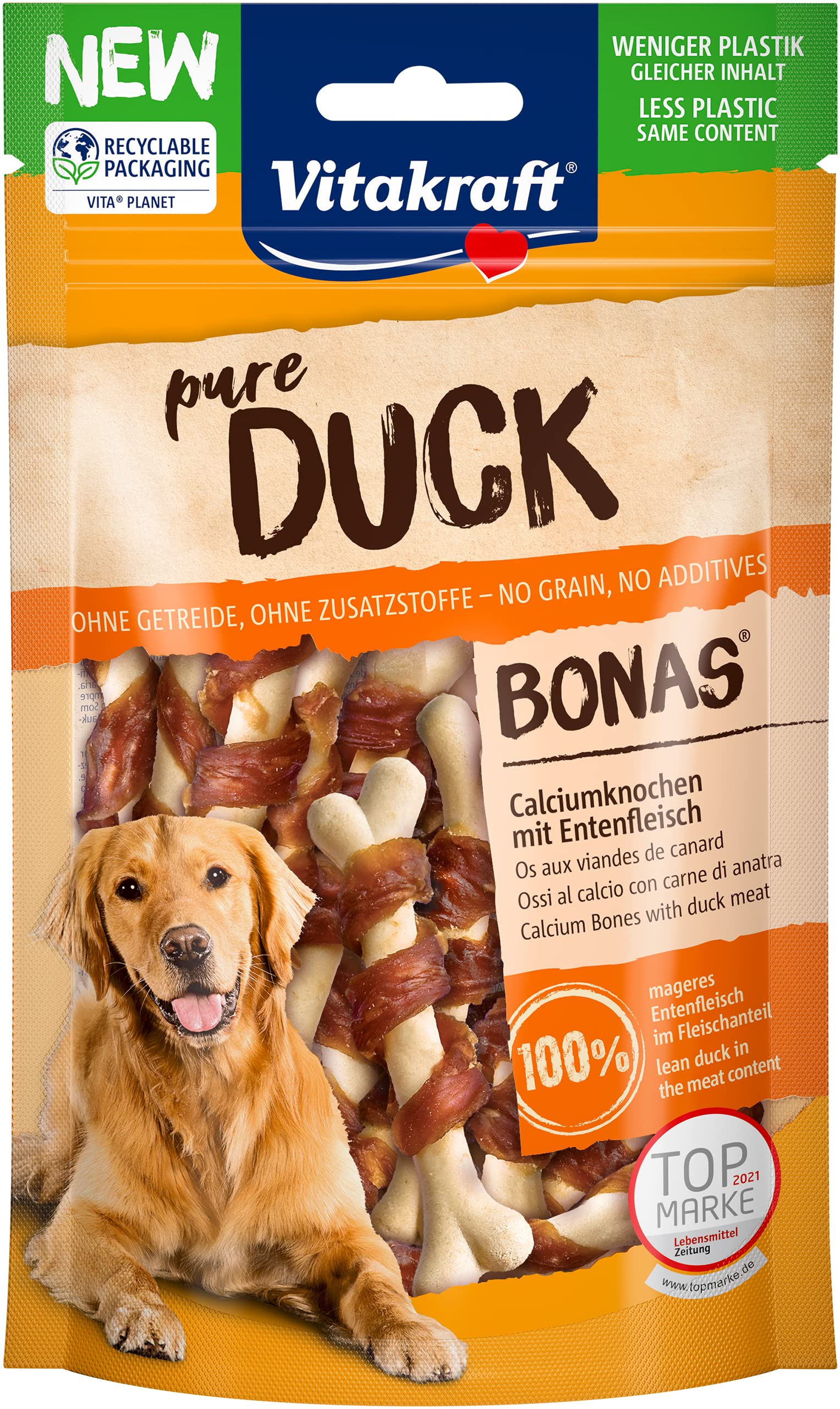 Vitakraft Carnoso Aperitivo para Perros Duck Bonas con Hueso de Calcio (1 x 80 g)