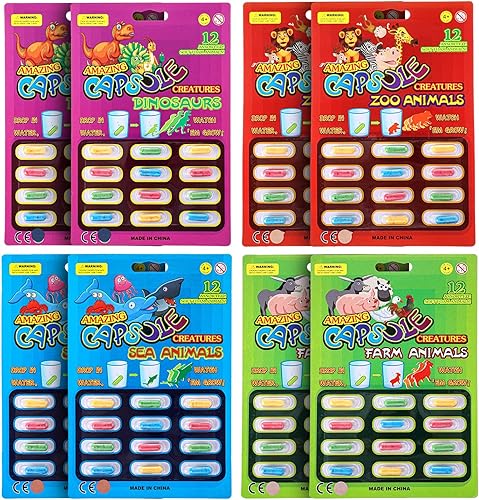 Gejoy 8 cápsulas mágicas de crecimiento que crecen en animales acuáticos, juguetes de dinosaurio, dinosaurio, dinosaurio, dinosaurio, criatura