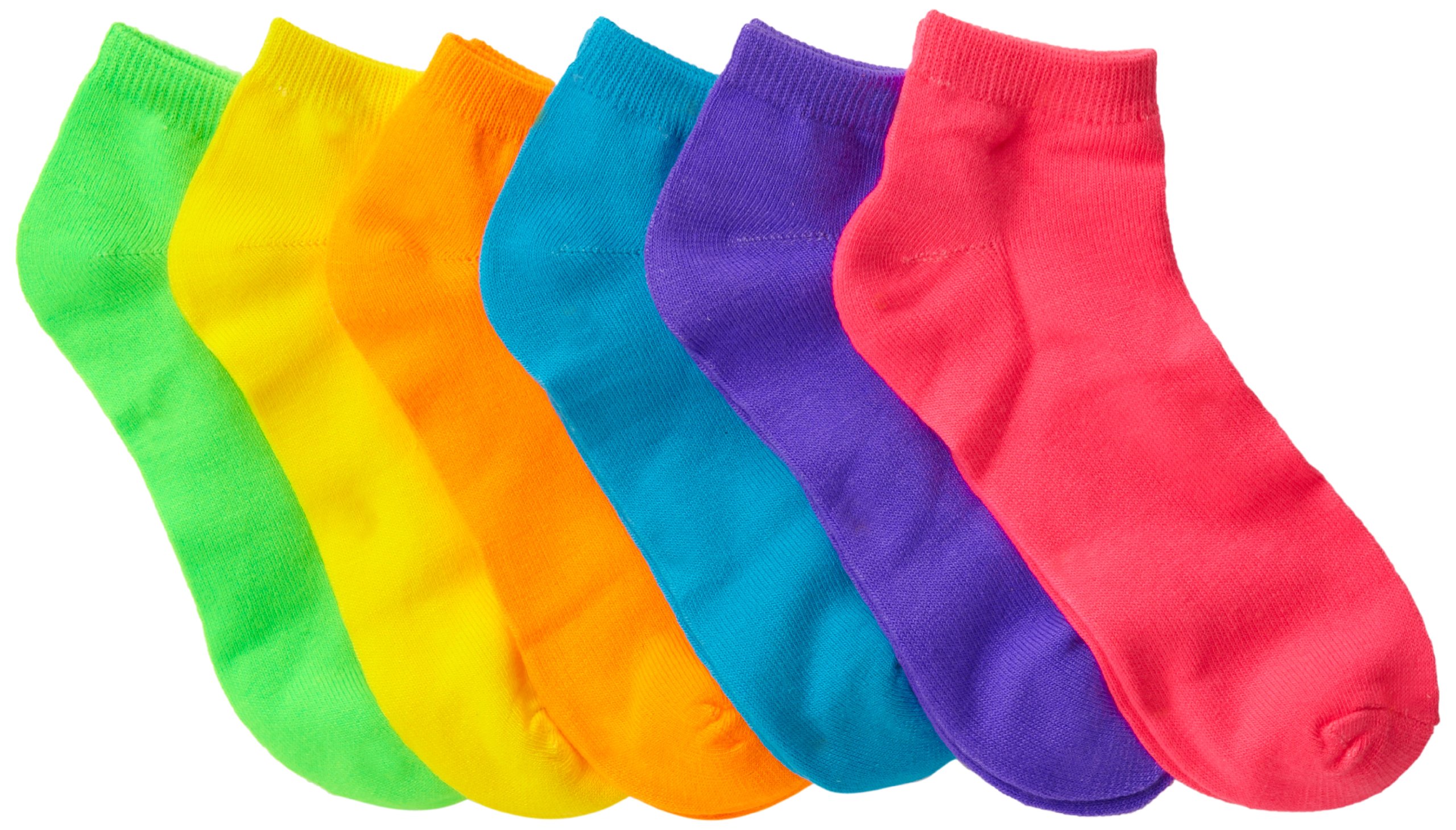 Jefferies Socks Big Girls' Neon Solid Low Cut Socks (Pack of 6)