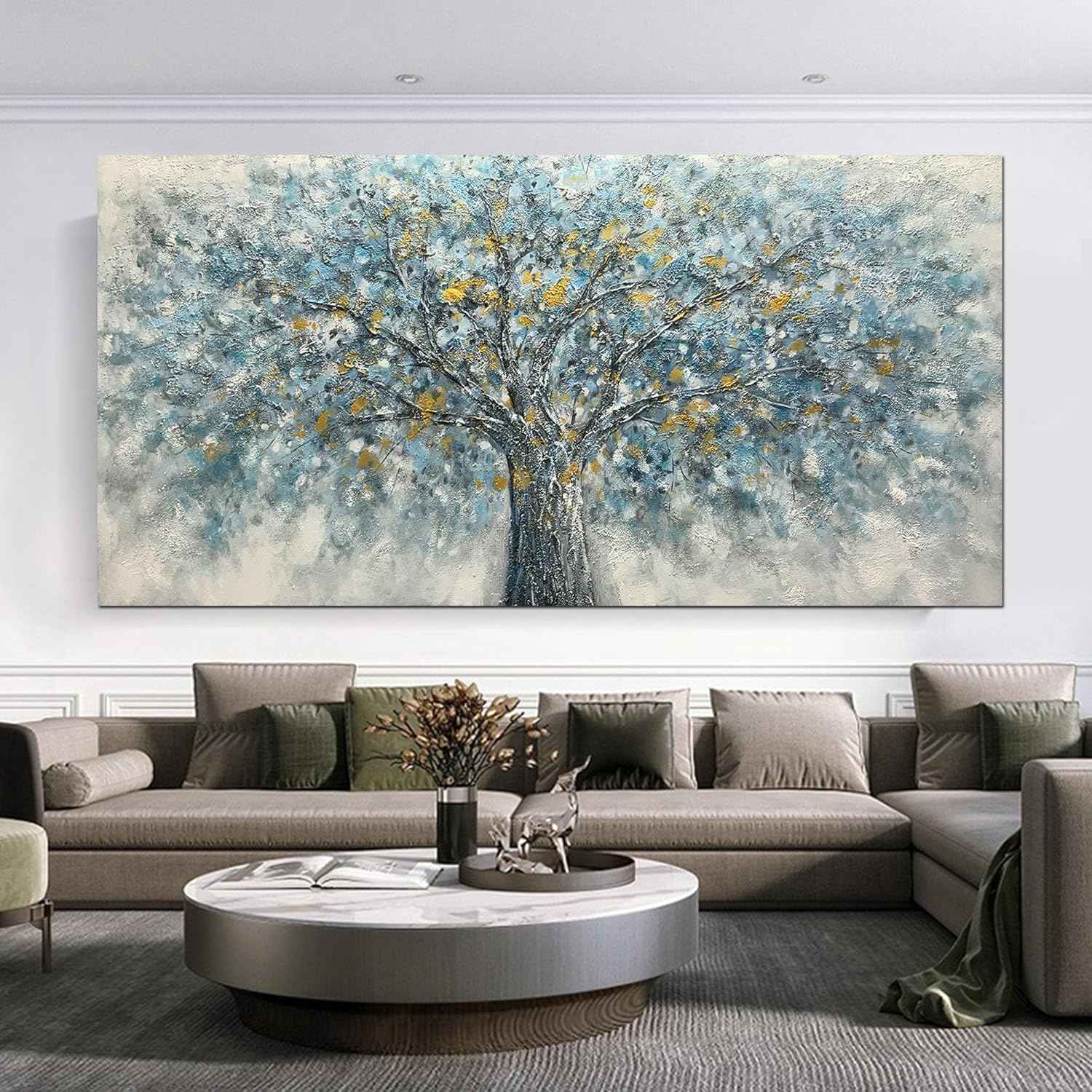 ART8YUQI Art - 30x60 inch Contemporary Abstract Art Oil Painting On Canvas Texture painting Handmade Artwork Picture Canvas Wall Art Modern Home Decor living room Ready to Hang