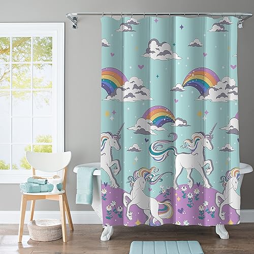 Cortina de ducha mágica de unicornio