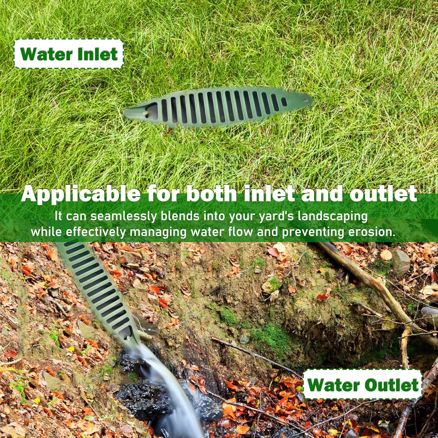 2PCS Yard Drain Emitter, Angled Slope Drainage Pipe, Angled Drain Emitter for Sump Pump Discharge & Gutter Downspout Extensions, Compatible with 4-Inches Connections