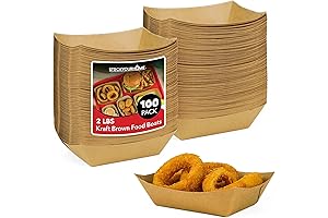 100 Pack 2-Lb Brown Kraft Paper Food Trays Disposable Nacho Trays