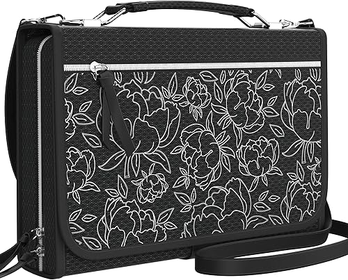 DEHITE Fundas para la Biblia para mujer, tamaño XXL, color negro, para libros de hasta 10.1 x 7.0 x 1.9 pulgadas, bolsillo con cremallera, ranuras