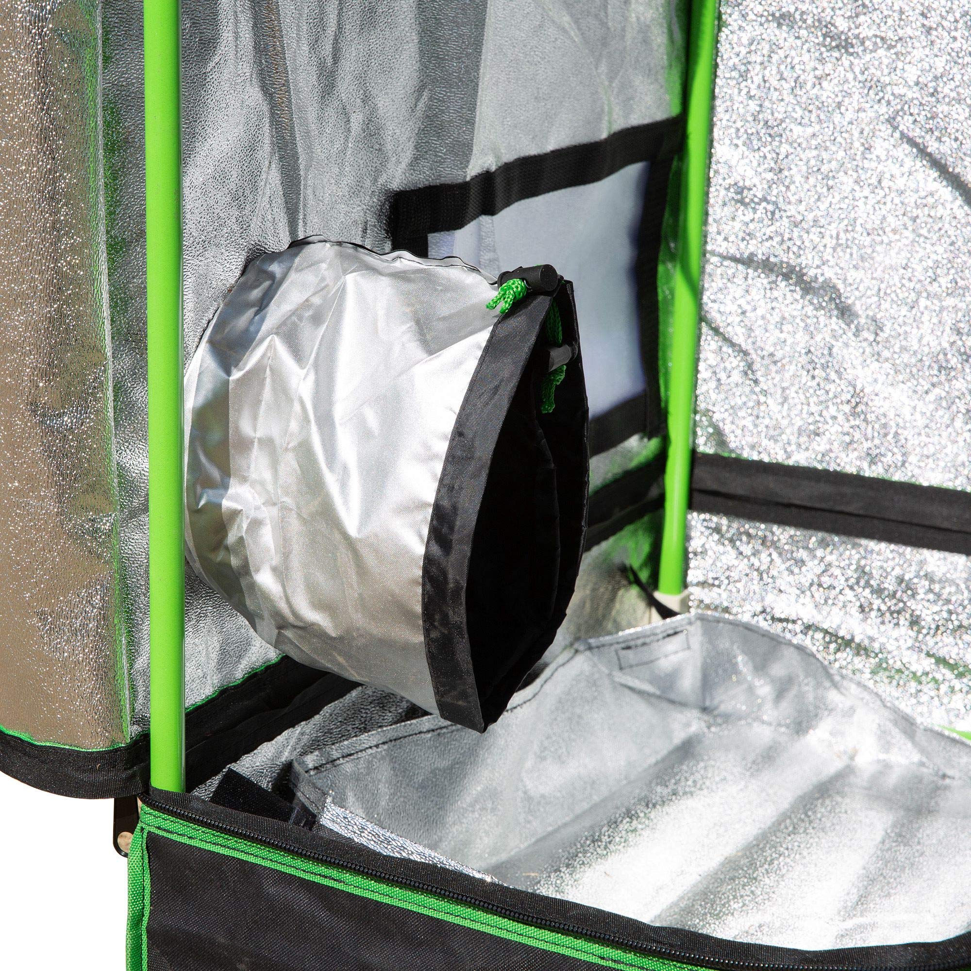 Outsunny Serra Idroponica per Interni, Tessuto Riflettente e Prese d'Aria, Porte e Finestre, 90x60x135cm Nero e Verde