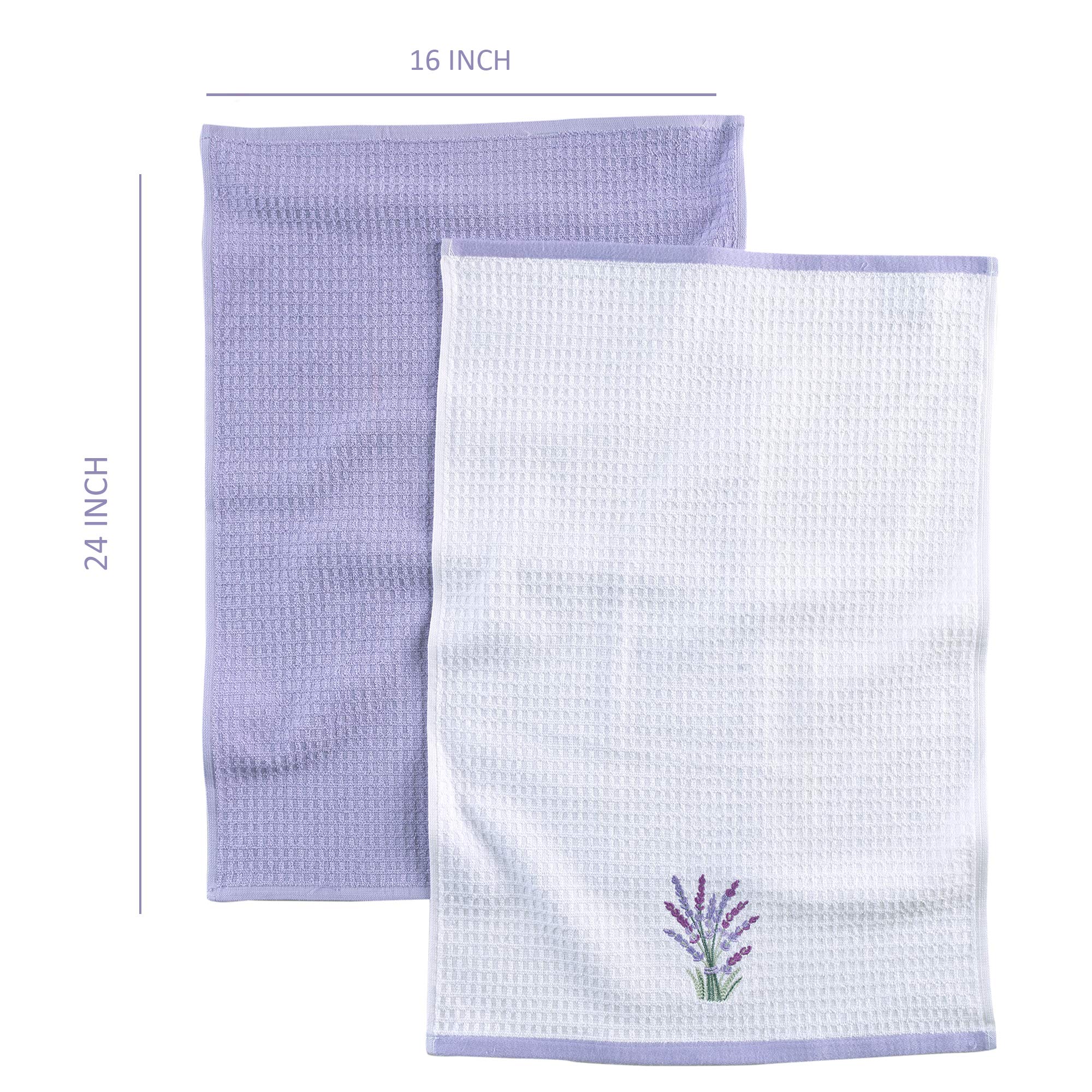 Strofinacci Da Cucina In Cotone Naturale - Confezione Da 2 - Ultra Assorbenti 40x61 Cm - Colore Lavanda - 4