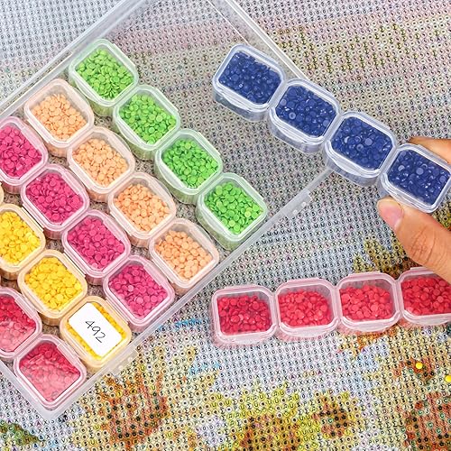 Miniatura 7 de SGHUO 280 ranuras, 10 unidades, 28 rejillas, cajas de pintura de diamante, organizador de plástico, organizador de cuentas