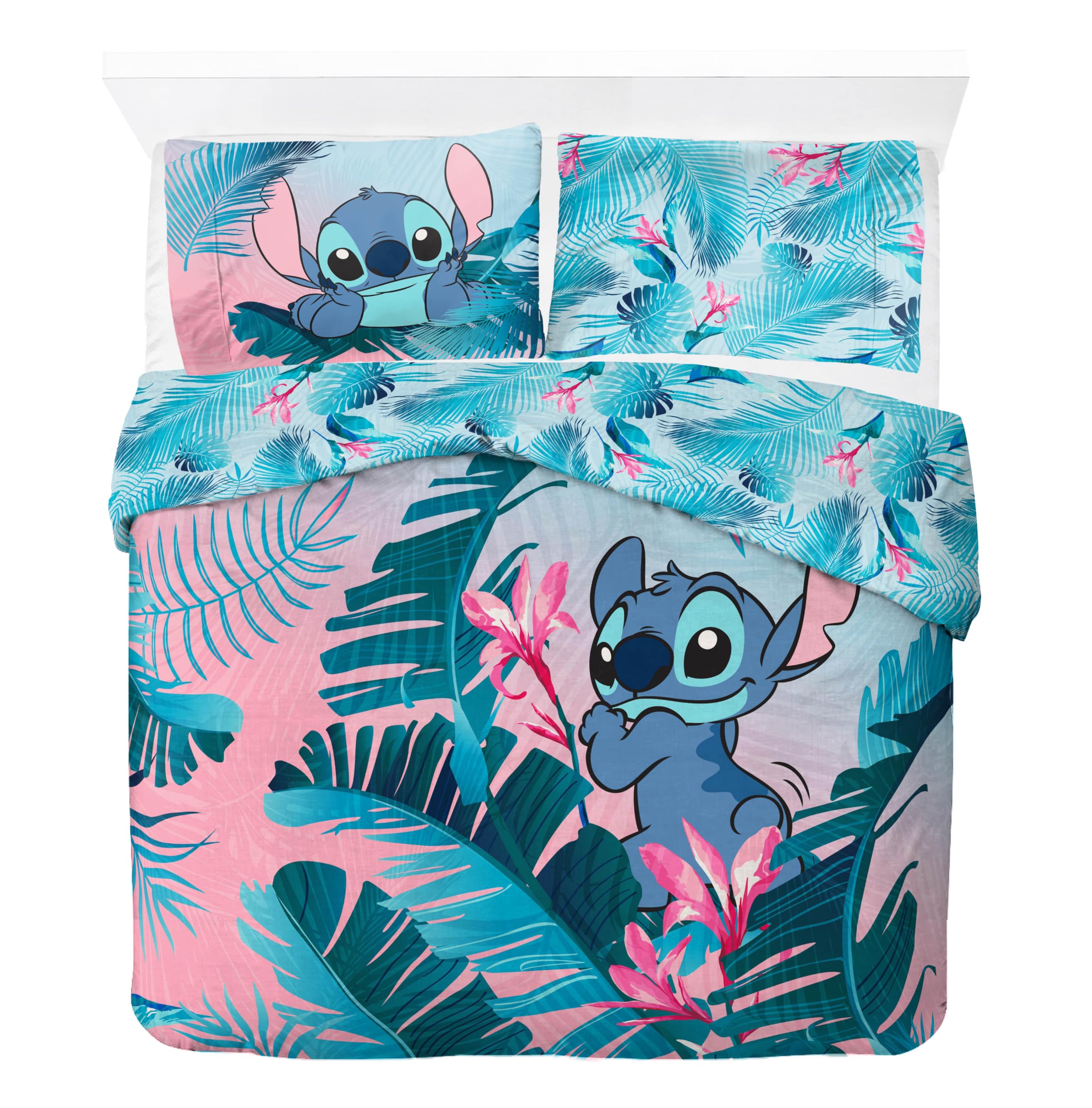 Jay Franco Children's Disney Lilo and Stitch Double Duvet Cover Set โ 100% Cotton Super Soft Bedding with Pillowcase, Official Licensed Product, Multi, 3 Piece Set โ image 1