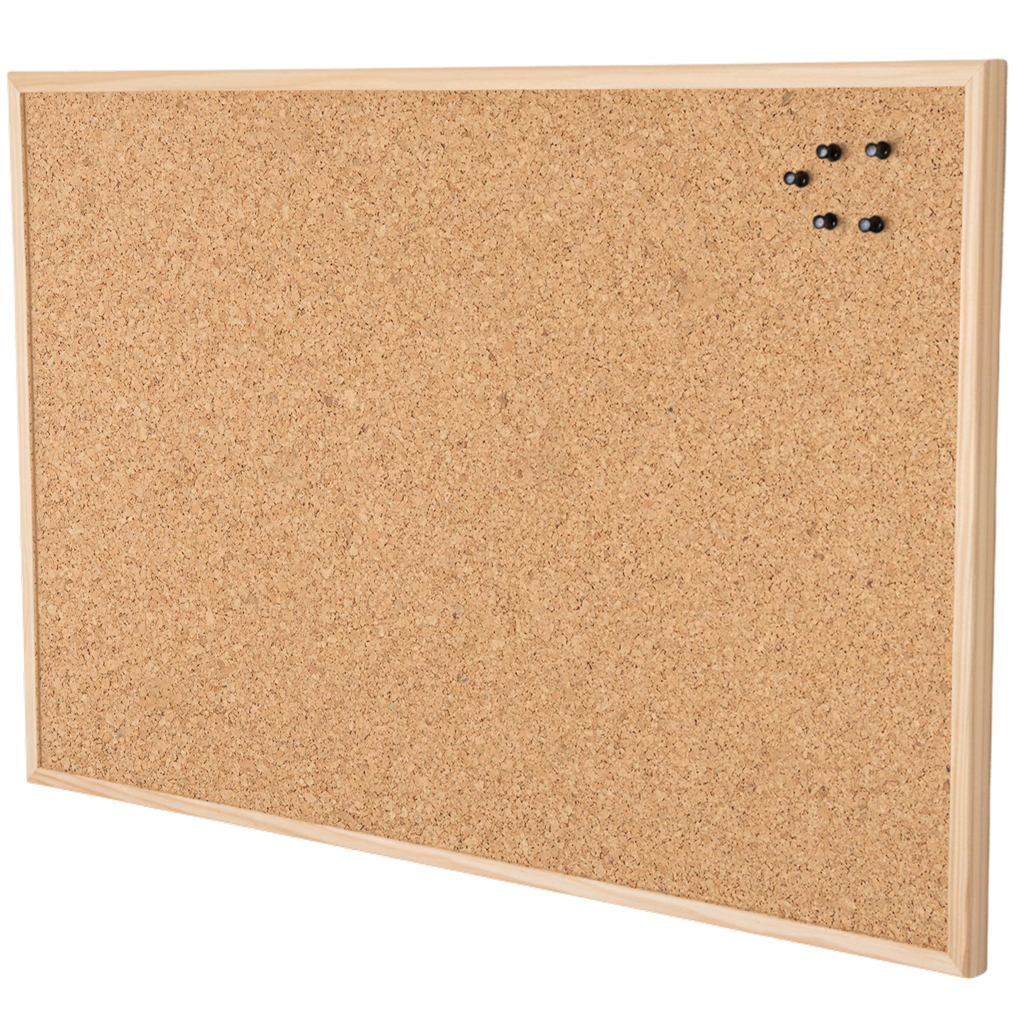 Go4Cork Framed Cork Bulletin Board - 23.6”x 15.7” | Wall Mounted Premium Double-Sided Pine Frame Eco Cork Memoboard | Office Home Classroom