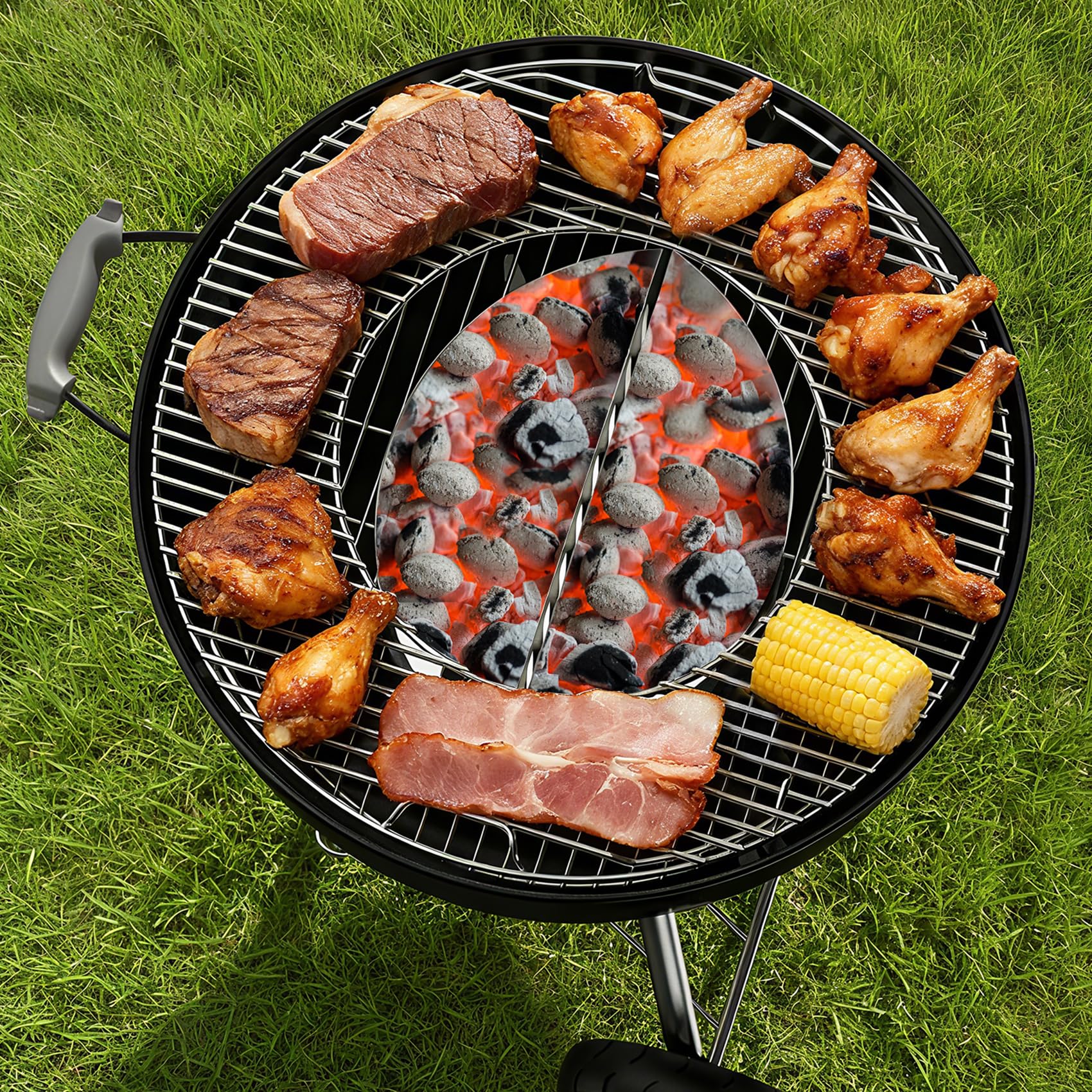 onlyfire Cestas para Carbón|Acero Inoxidable|Portacarbón Apto para Kettle Grill|Accesorios Barbacoa|Gran Capacidad