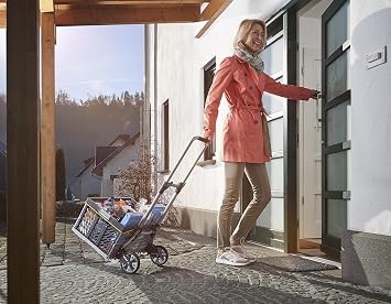 Wolfcraft 5505 Adjustable Trolley Ts600 | Compact 3.9 kg trolley with 105 cm telescopic handle, puncture-proof wheels and 2-point fixing straps. 5505000