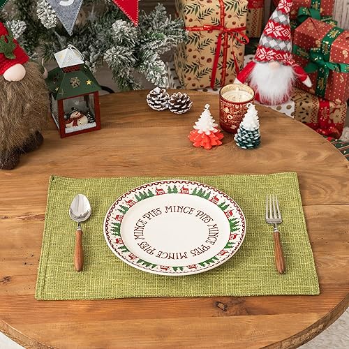 Miniatura 3 de Kevin Textile - Juego de 6 manteles individuales de lino de arpillera resistentes al calor, manteles individuales para mesa de comedor, lavables, 13