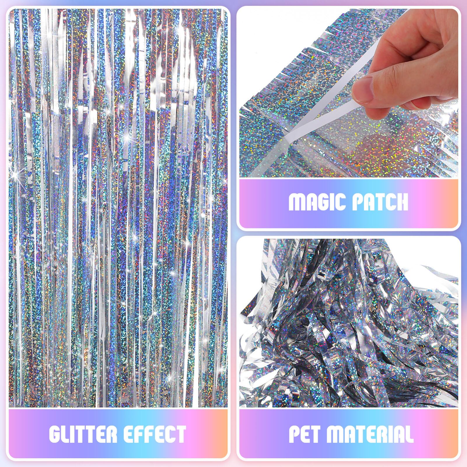 Cabilock Silber Lametta Vorhang 98X39 Zoll Glitzer Fransen Party Hintergrund Vorhang Für Geburtstag Hochzeit Feierlichkeiten Deko Streamer Kulisse