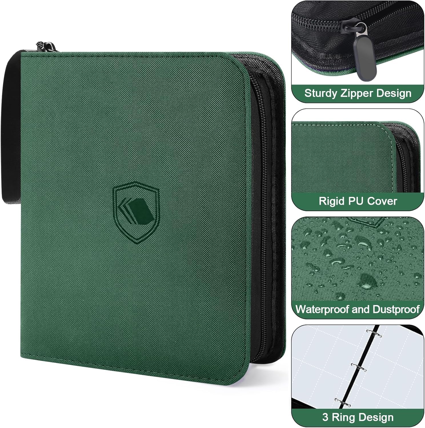 1200 Pockets Trading Card Binder, PU Cover Zipper Card Collection Album, Sturdy Card Folder Holder for MTG TCG, Game Cards - Image 3