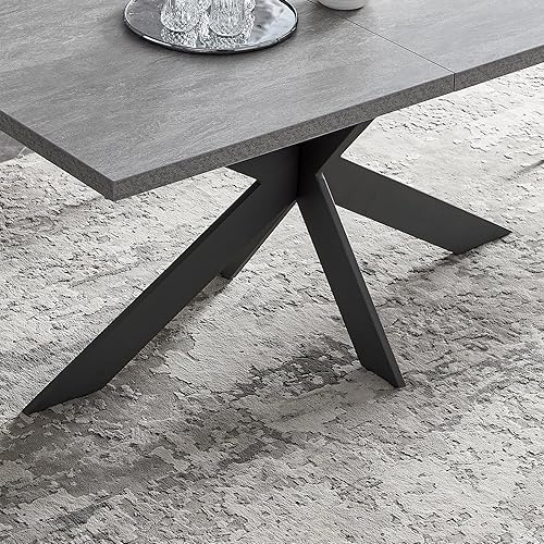 Miniatura 5 de ZckyCine Juego de mesa de comedor rectangular moderna para 6 a 8 personas, mesa de comedor con marco de metal expandible de 51 a 67 pulgadas