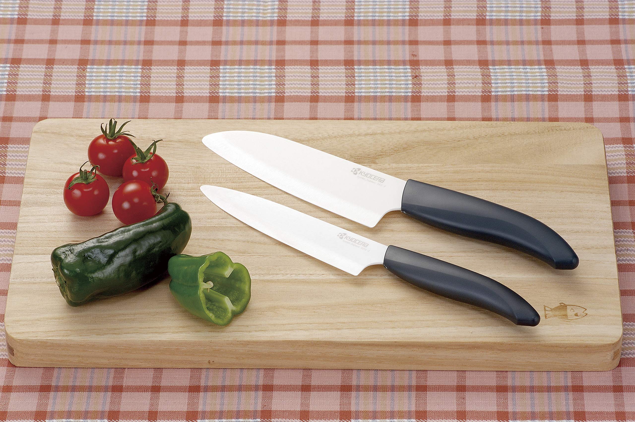 Couteau en céramique Kyocera, couteau à tomate, lame 12,5 cm, lame en céramique de zircone, coupe micro-scie, extrêmement tranchant, va au lave-vaisselle, FK-125 WH-BK EU