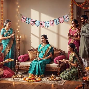 The Decor Queen Panchmasi Banner Decoration for Godh Bharai | Traditional Indian Baby Shower Banner for Pregnancy 5th Month Ceremony| 5th month ceremony|