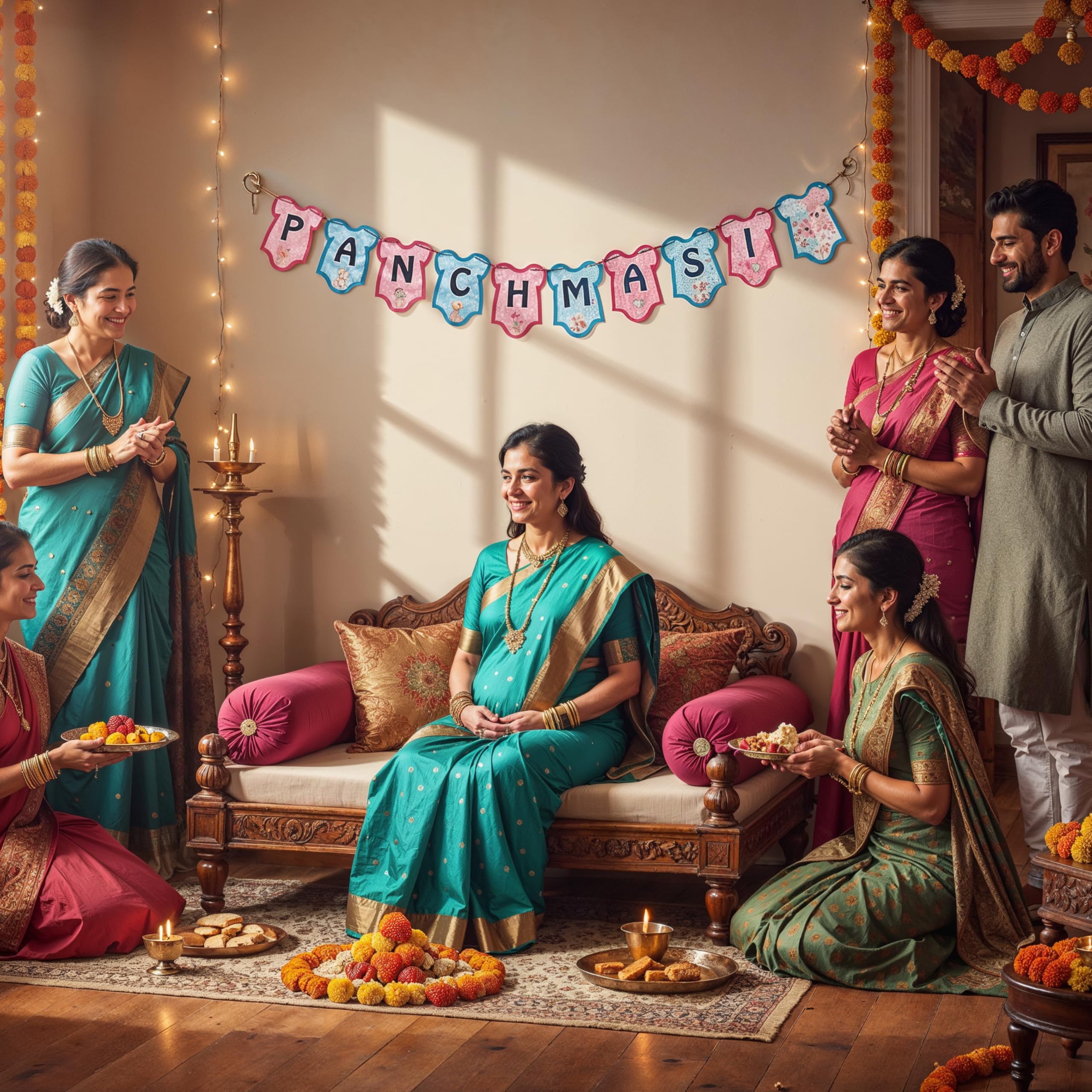 The Decor Queen Panchmasi Banner Decoration for Godh Bharai | Traditional Indian Baby Shower Banner for Pregnancy 5th Month Ceremony| 5th month ceremony|-picture-11
