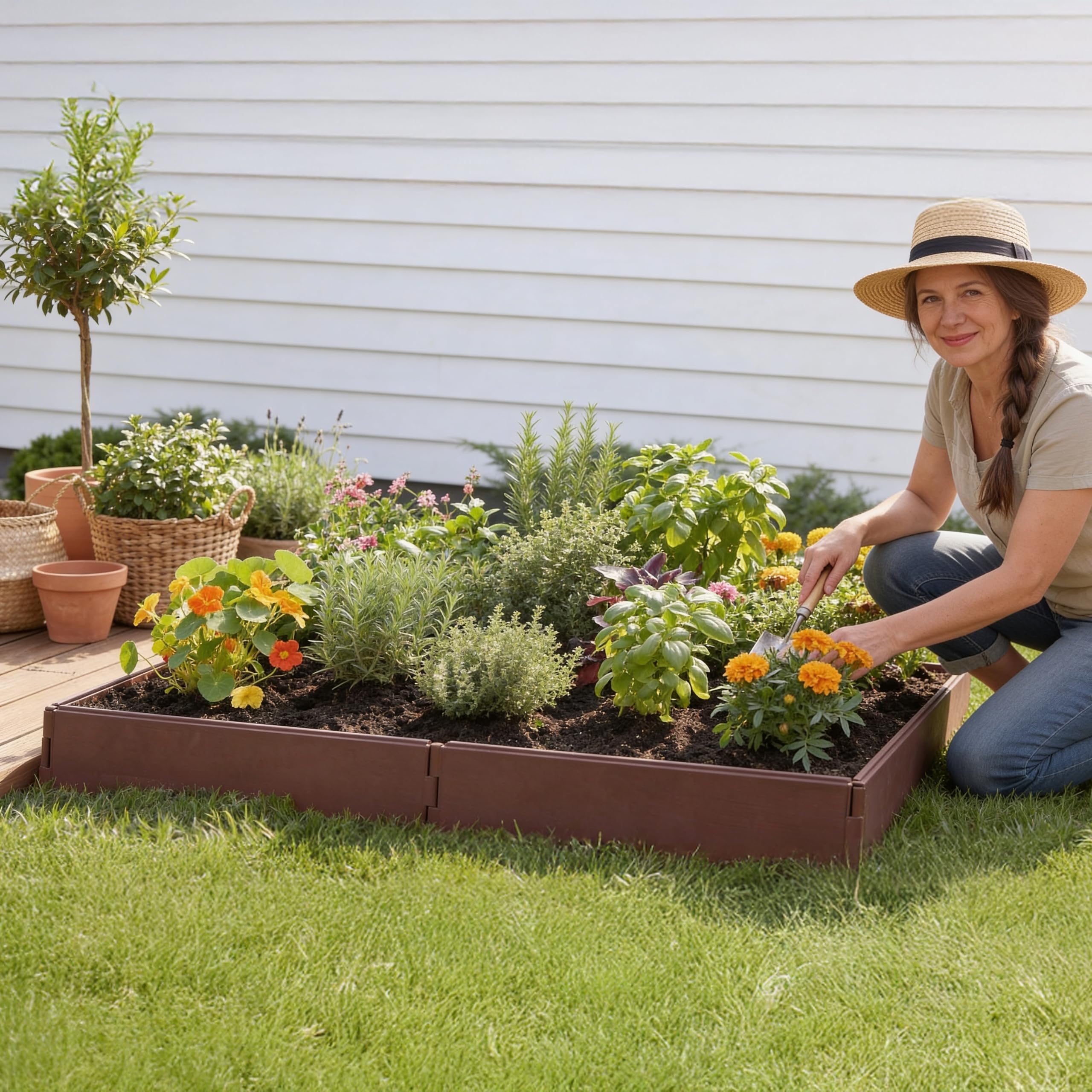 Amazon.com: The Lakeside Collection Raised Garden Bed with 8