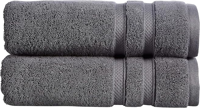 Christy Chroma Bath Towels | Set of 2 | Highly Absorbent Heavyweight 675GSM | Bold and Bright | Soft Velvety Smooth Bathroom Shower Towels | 100% Cotton | Sustainably Made | Ash Grey