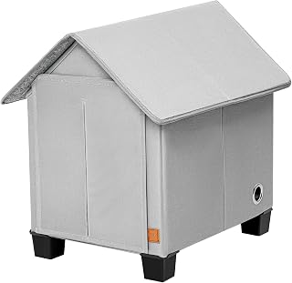 NUROMY Insulated Outdoor Dog House with Warm Mat & Elevated Feet - Weatherproof for Small Dogs Cats (15.7x11.4")