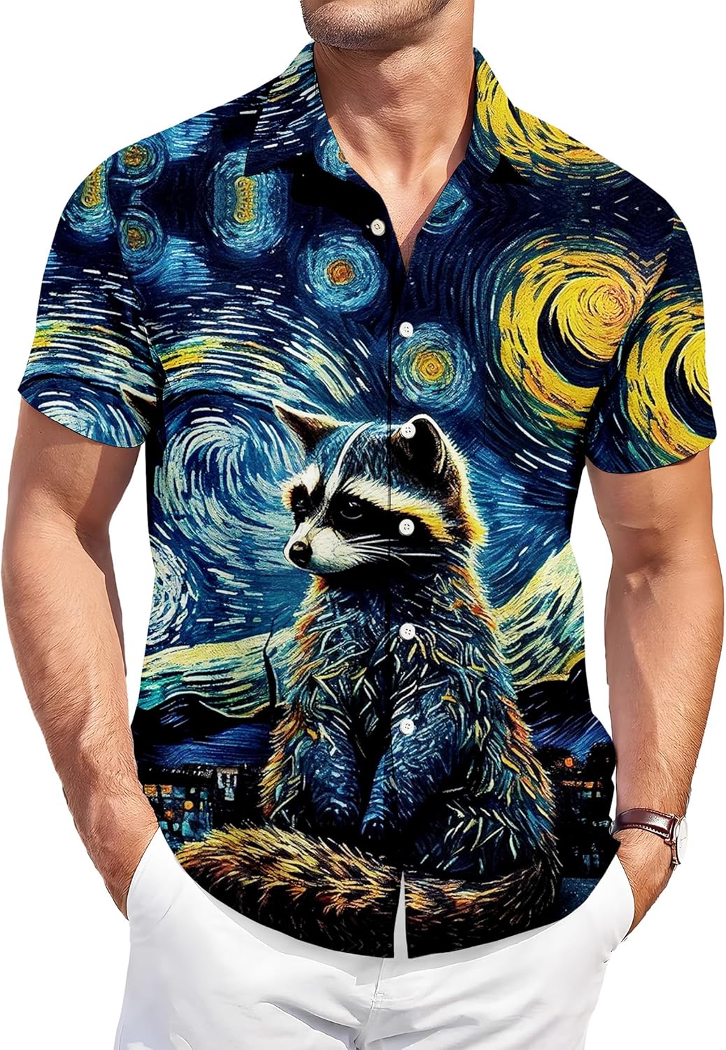 Men's Hawaiian Shirt Button Down Funny Printed Casual Short Sleeve Summer Beach Party BBQ Shirts - Image 2