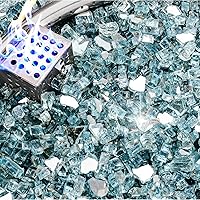 Vista 27 de NUPICK Vidrio de Fuego de 20 Libras, Vidrio de Fuego Reflectante de 1/2 Pulgada, Compatible con Vidrio para Fogata y Vidrio de Chimenea, Azul