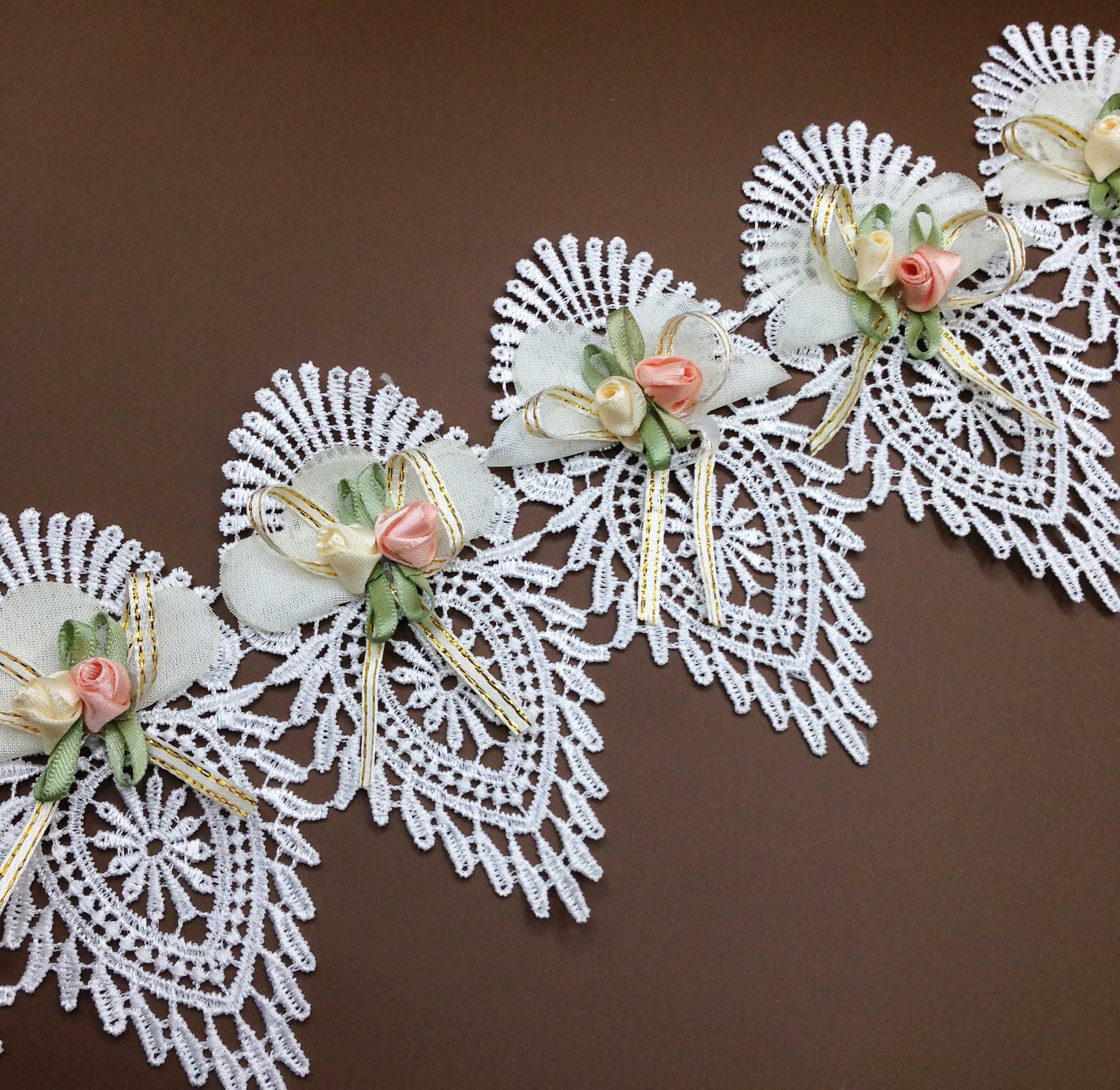 Haftowane kwiaty, 18 szt., kwiaty, koronka, tkanina na oczka, akcesoria odzieżowe, DIY, rękodzieło, ślub, koraliki w kolorze białym, 11 cm