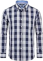 Vista 1 de Alimens & Gentle - Camisas a cuadros con botones para hombre, camisas de vestir de manga larga, de algodón, corte estándar