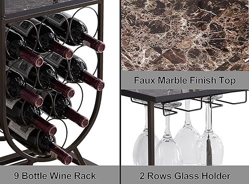 Miniatura 7 de Kings Brand Furniture - Swayze - Estante para vino - Mesa consola de piso independiente - Estante de metal para vino - Estante de vino con soporte