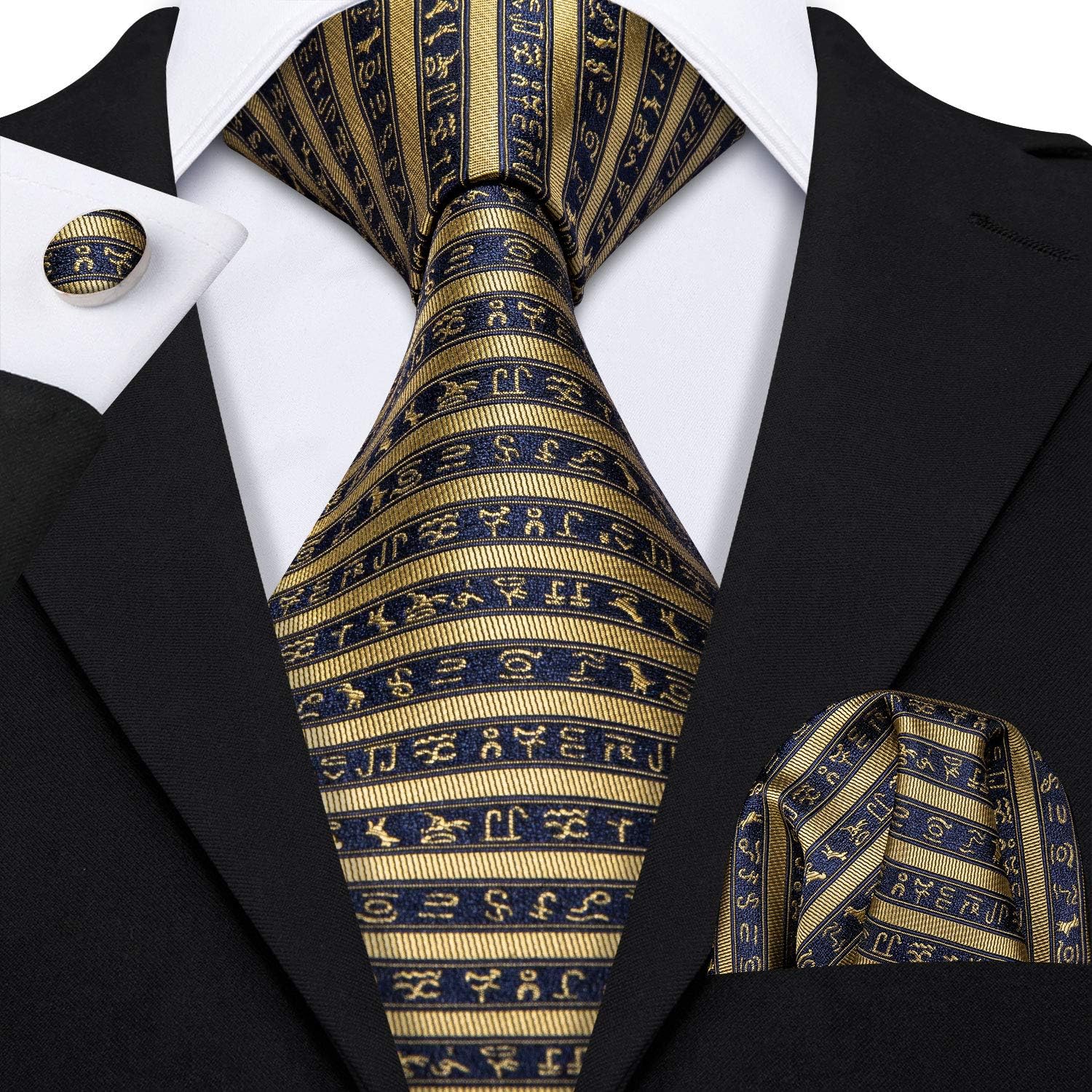 Barry.Wang Men Tie Classic Silk Gift Necktie With Tie Clip Jacquard Woven Neck Ties 6PCS Formal Wedding