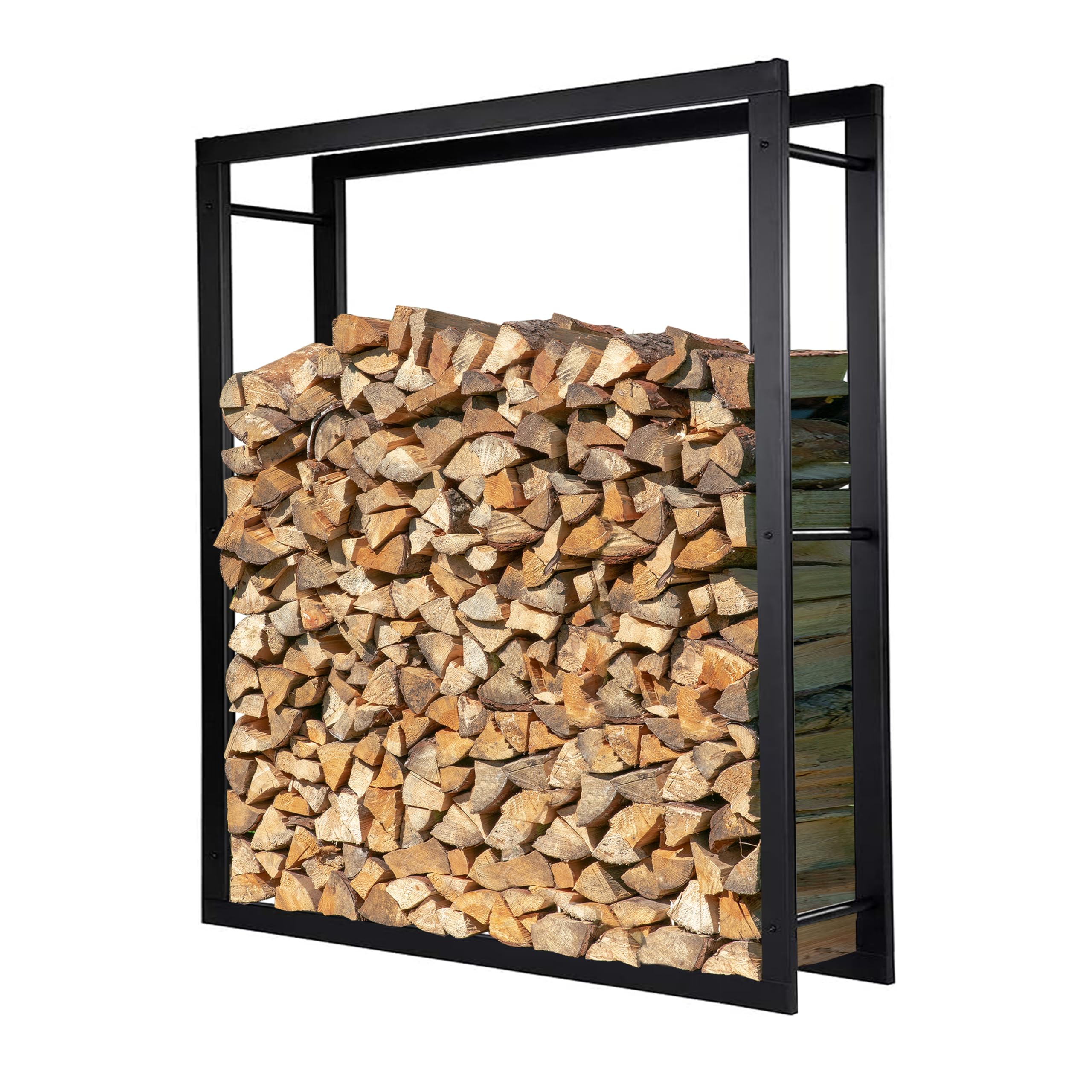 Loywe Kaminholzregal 170x25x140cm Brennholzregal aus Metall Schwarz
