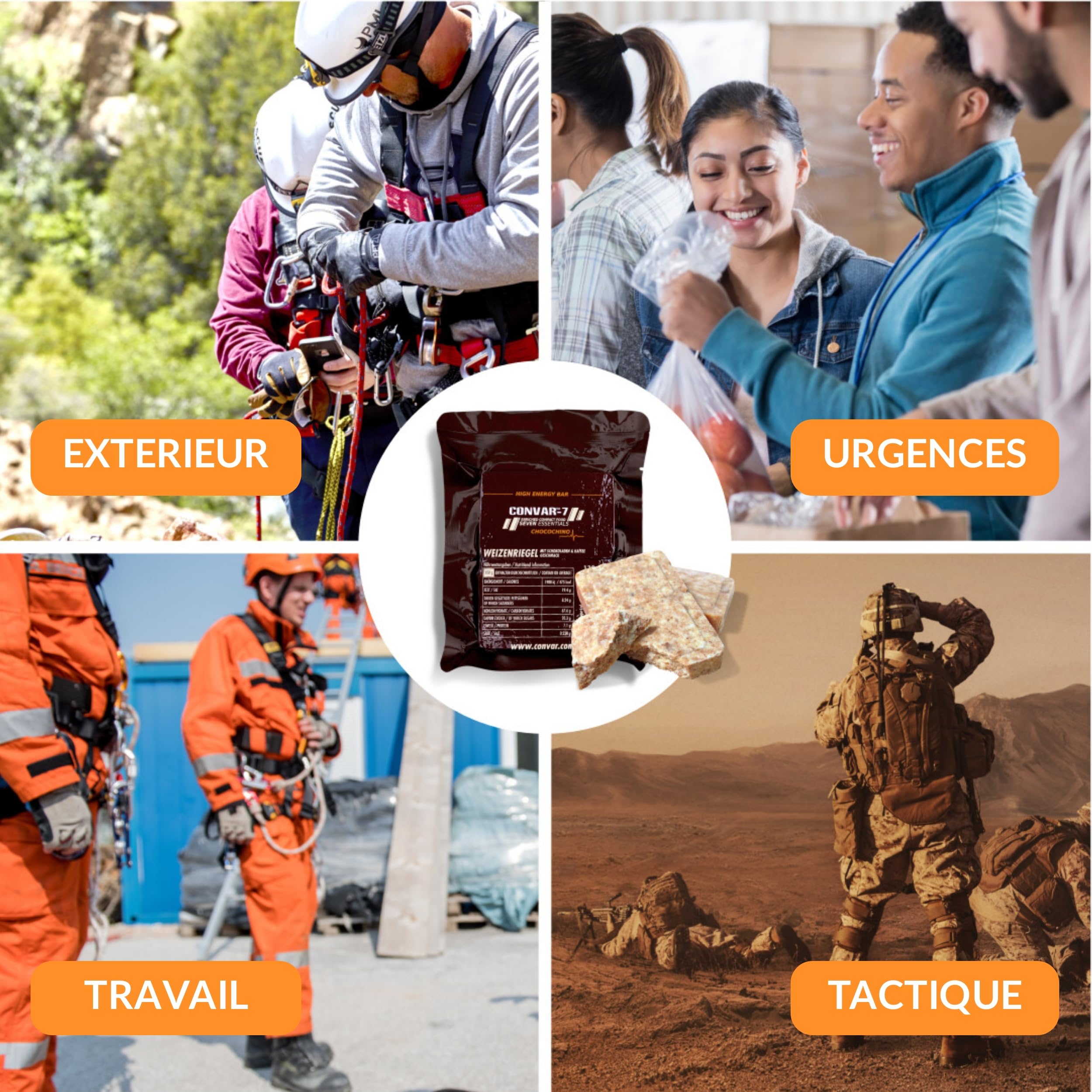 CONVAR-7 Barre Énergétique Chocolat Cappuccino Ration de Survie Sport