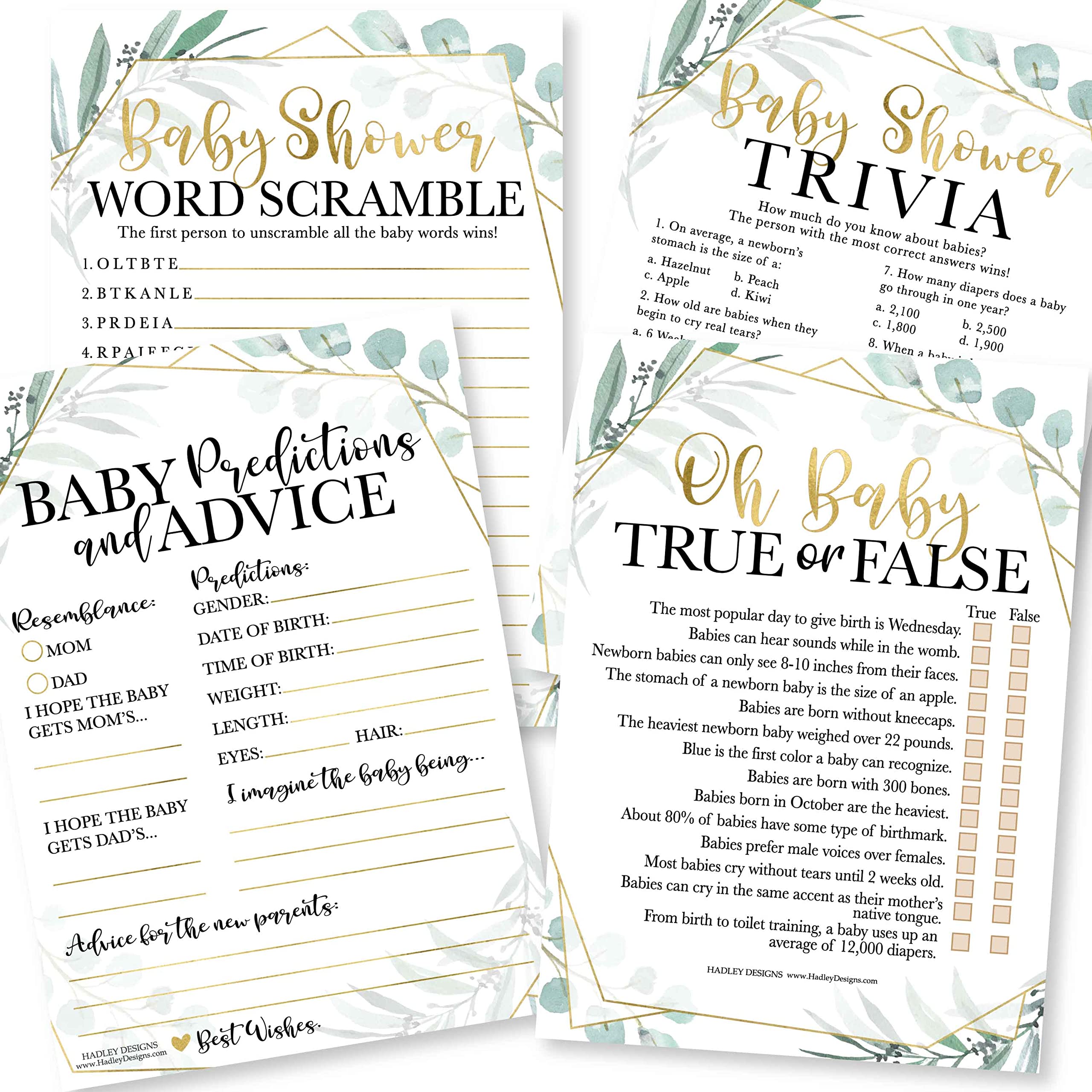 Buy Hadley Designs 50 Greenery Baby Shower Games Gender Neutral 4 