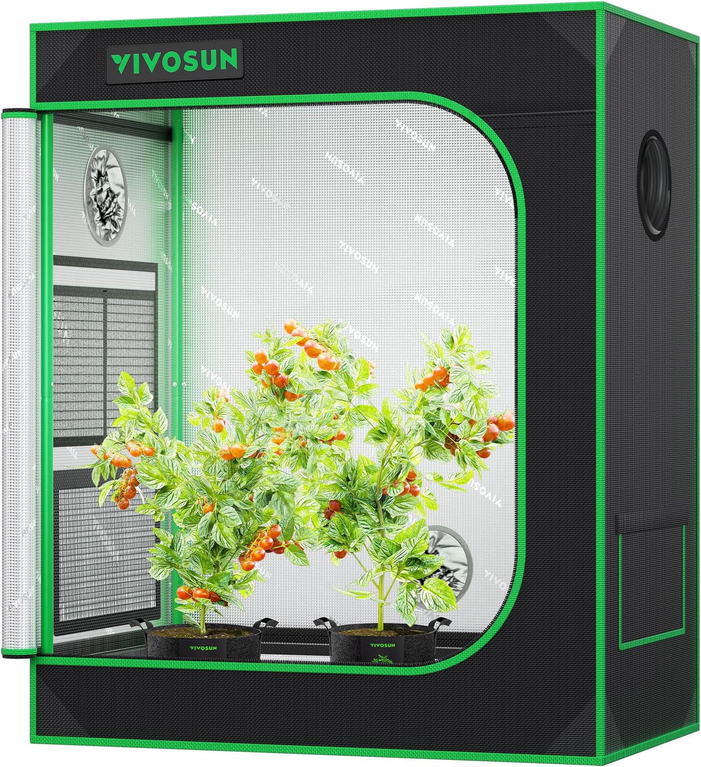 VIVOSUN マイラー水耕栽培 屋内植物 用 観察窓と床トレイにテント 育てます 30"×18" x36"