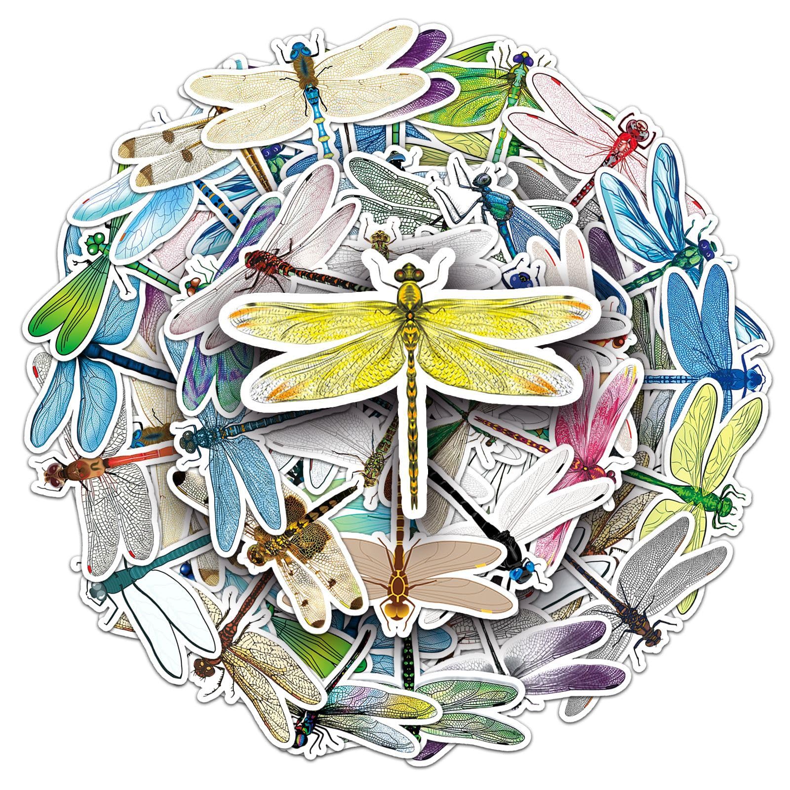 Dragonfly Stickers for Laptop (50 PCS),Gift for Children Teens Adults Girl Boys,Waterproof Stickers for Water Bottle,Dragonfly Vinyl Stickers for Scrapbook,Skateboard,Bike,Phone,Dairy